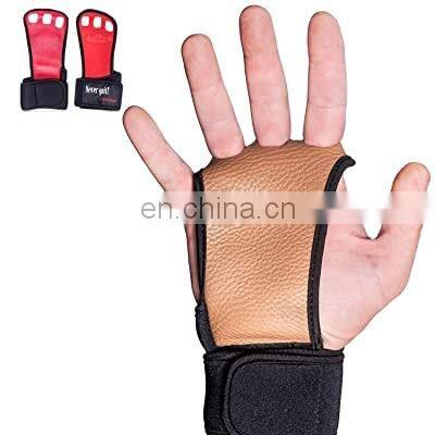 custom design 3 hole leather gymnastics hand grips workout gloves customized logo and color
