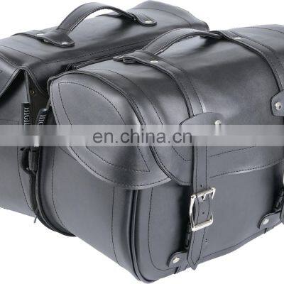 Top Quality motorcycle saddle bags PU Leather Motorbike Saddlebags with Studs & 2 Straps Design