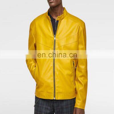 Custom Design Men zipper Bomber Jacket Soft Leather Jackets