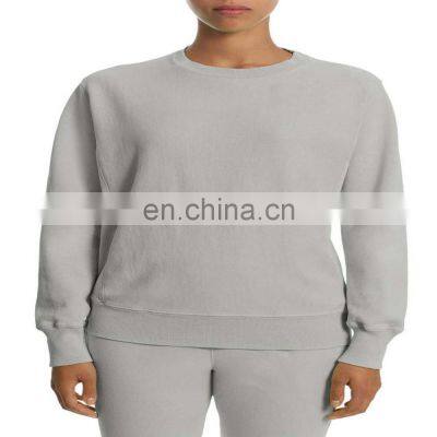 Custom Logo OEM Casual Crew Neck Crewneck Long Sleeve Oversized Women Crew Neck Sweatshirt