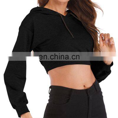 Custom Streetwear Clothing Sports Fitness Long Sleeve Half Zip Cotton Crop Top Hoodies For Women