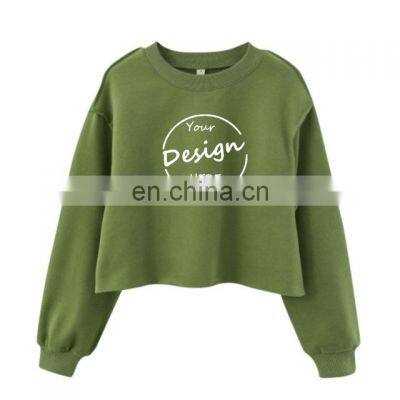 In-Stock Items Custom Logo Printing Cotton Short Hoodie Sweatshirts Women Crop Top Hoodie