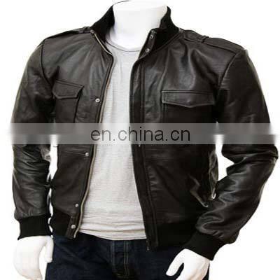 Stylish Men black bomber leather jacket
