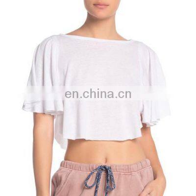 Flare plain High quality soft 100% cotton crop tops