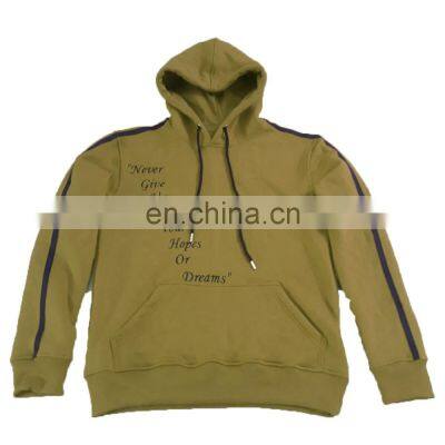 Factory made arms taping latest design OEM pullover hoodie for men custom made fleece hoodies sweatshirts