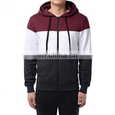 Custom Full Zipper Three tone wholesale 100% cotton zip up hoodies blank sweatshirts for men Embroidery 3d puff printing
