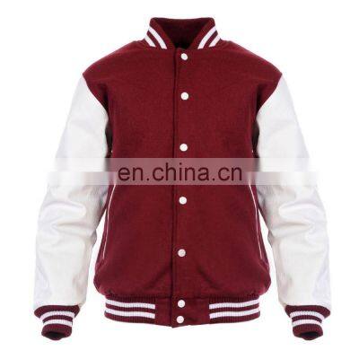 Genuine leather sleeve Letterman jacket real leather sleeve college jackets wool fabric soft leather polyester lining