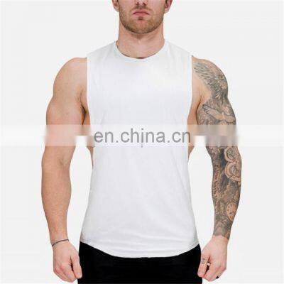 Body building wear deep cut sleeve less Tank top for men cotton spandex jersey custom gym stringer vest