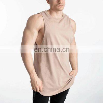 Wholesale Factory Direct Scooped Bottom Shaped Custom Logo Printed OEM Men's Custom Logo Gym Stringer Tank Top