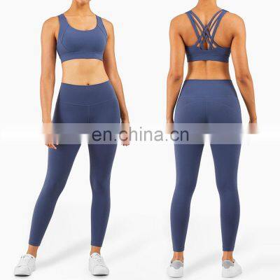 High waist gym athletic woman lady fitness sport bra short long pant exercise legging female yoga set