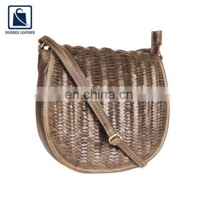 Wholesale Supplier of Anthracite Fitting Matching Stitching and Polyester Lining Genuine Leather Side Bag for Women