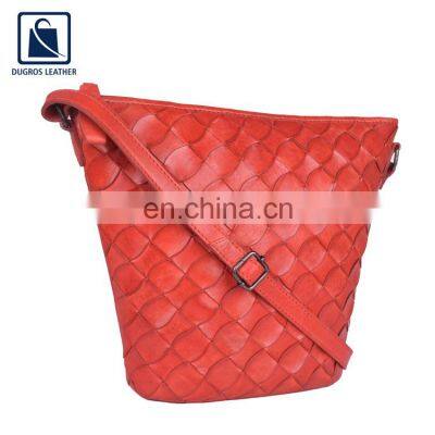 Vintage Style Swiss Cotton Lining Top Quality Luxury Pattern Genuine Leather Sling Bag from Indian Supplier