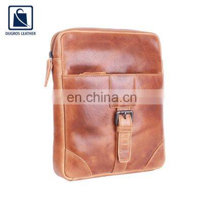 Cotton Lining Modern Design Anthracite Fitting Genuine Leather Men Sling Bag Manufacturer
