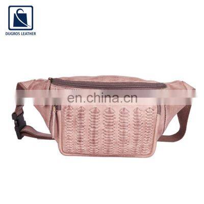 Exclusive Range of Fashion Designer Anthracite Fitting Zipper Closure Type Genuine Leather Waist Bag for Women