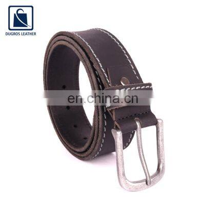 Wholesale Custom Brand Luxury Contrast Stitching Stylish Look Genuine Leather Belt for Men at Reasonable Price