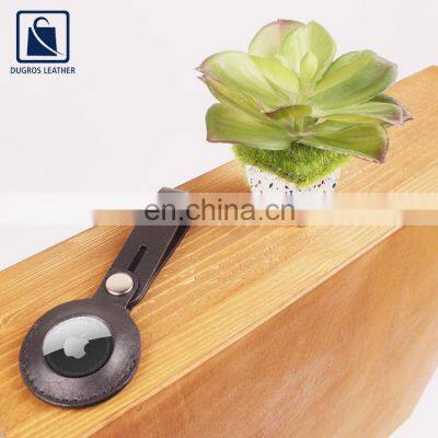Best Selling Nickle Fitting Matching Stitching Fashion Style Unisex Genuine Leather Airtag Keychain for Bulk Purchase