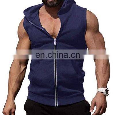 Sleeveless Gym Sleeveless Hoodie Blank Print Adjustable Drawstring Hood/gym hoodie blank print drawstring hood