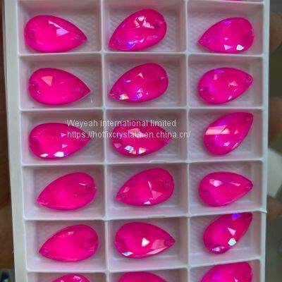 Sew on flat back glass rhinestones in flat back stones tear drop
