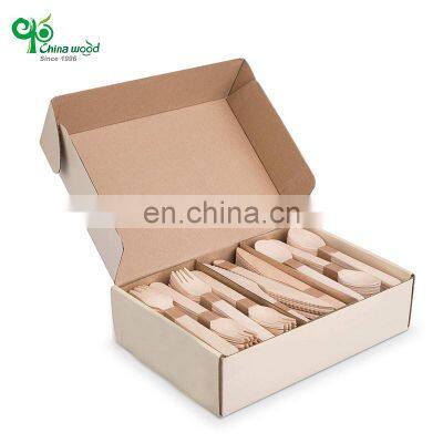 Yada Party Used Natural Birch Wood Biodegradable Disposable Wooden Kitchen Cutlery Spoon And Fork Set