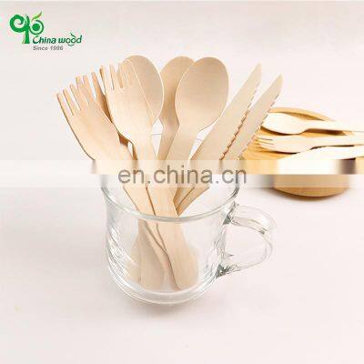 Yada Factory Tableware Flatware Sets Disposable Wooden Biodegradable Disposable Fork Knife Spoon