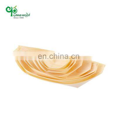 Yada Customized Japanese Luxury Disposable Wooden Pine Aspen Sushi Boat/Plate/Tray/Cone/Cup for Food
