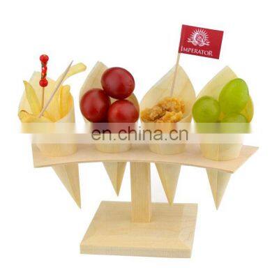 Yada High Quality Pine Wooden Cone for Food Fruit Natural Wooden Pine Boat Cup Aspen Cone
