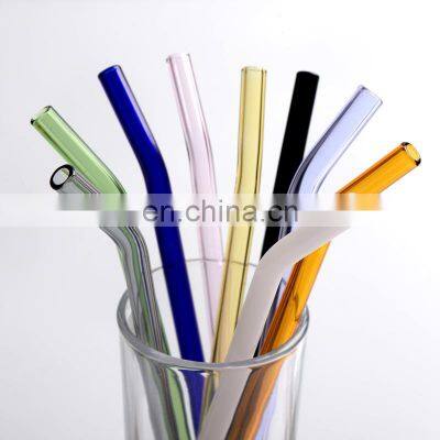 Amazon Hot Sales Colored Eco Reusable Transparent Smoothie Glass Straws Clear High Borosilicate Straws Glass Drinking Straws