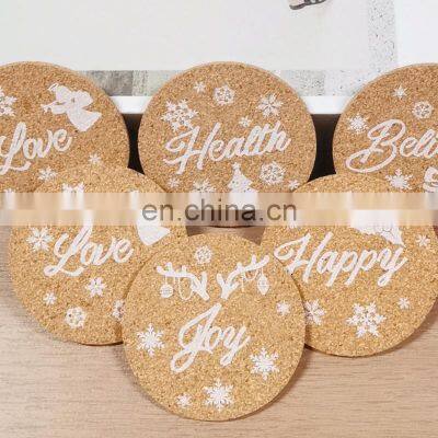 Natural Sublimation Table Decor Cork Coaster Water Absorbent Laser Engraved Cork Coasters