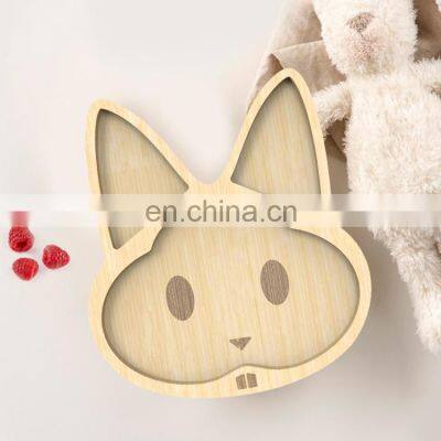Bamboo fiber fruit picnic sushi divided dessert animal biodegradable service plate appetizer natural wood fancy dish set