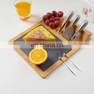 Hot Sell Creative Design Organic Kitchen Set With Cutlery Bamboo Cheese Cutting Board