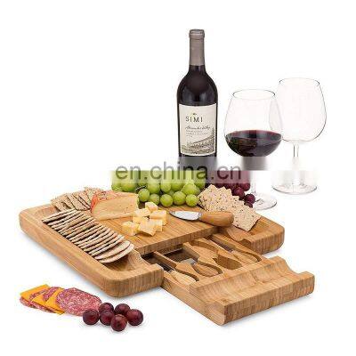 Cheese Cutting Board Bamboo Charcuterie Board/natural Bamboo Cheese Cutting Board Set With 4 Cheese Knives