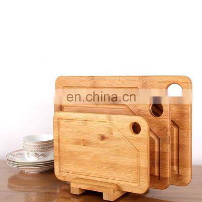 Eco-friendly Wood Slotted 3 Pieces Organic Bamboo Cutting Boards Natural Color Chopping Blocks for Kitchen