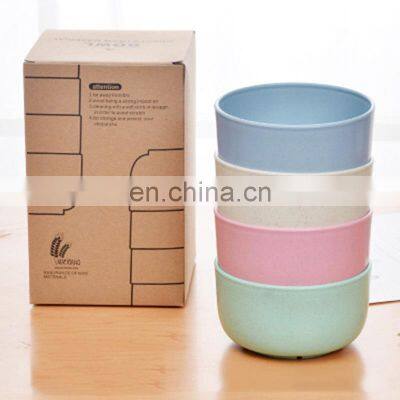 Wholesale Biodegradable 16oz Plastic Bowl Set Cereal fiber Food Rice 12cm Cutlery Dinner fiber Salad Wheat Straw Bowl
