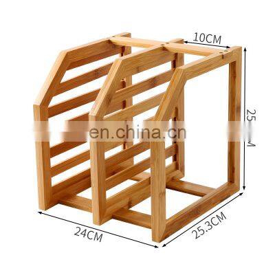 Kitchen Bamboo Dish Storage Holder Eco Friendly Multifunction 3 Tier Bamboo Storage Racks