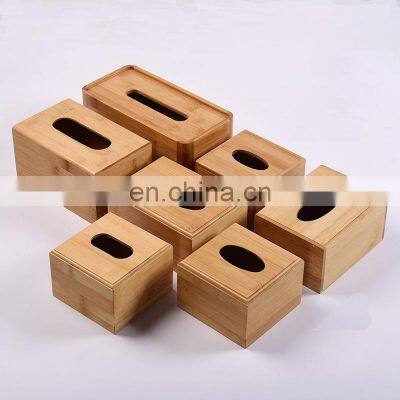 Durable Household Tissue Box Holder Round Square Rectangle Wooden Tissue Box