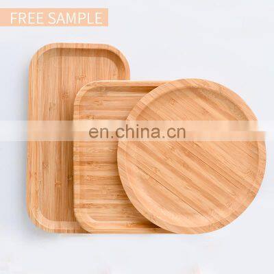 Free Sample Dishes & Plates Different Size Kitchen Multi-funtion Round Rectangle Reusable Bamboo Serving Plates