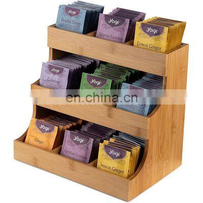 Nature Bamboo Friendly Environment Good Quality Tea Bags Storage Organizer Kitchen Storage Organizer