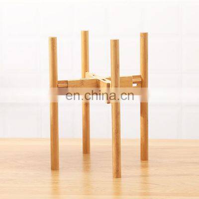 High quality eco friendly modern indoor wooden bamboo garden supplies adjustable plant pots display stands tall square