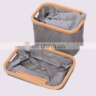 Bamboo Foldable Dirty Clothes Storage Organizer Laundry Hamper Basket Bathroom Household Canvas Basket