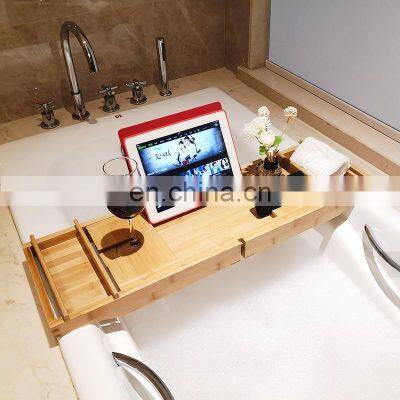 Wholesale High Quality Multi-function Bedroom Bathroom Bamboo Bathtub Caddy Tray