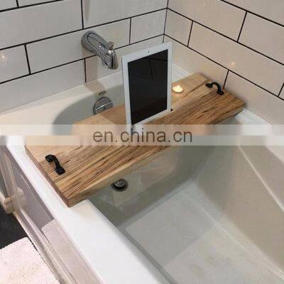 Custom Adjustable Expandable Natural Bed Table Bamboo Bathtub Caddy