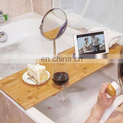 Hot Sale High Quality Japanese Style Minimalist Premium Bamboo Bathtub Caddy Tray