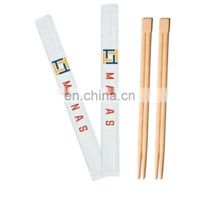 Disposable natural Twins bamboo chopsticks full paper wrapped printed customized logo