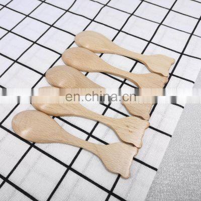 Custom LOGO Printed Mini Honey Wooden Spoon Kitchen Cooking Teaspoon Condiment Utensil Coffee Spoon Kids Ice Cream Tableware