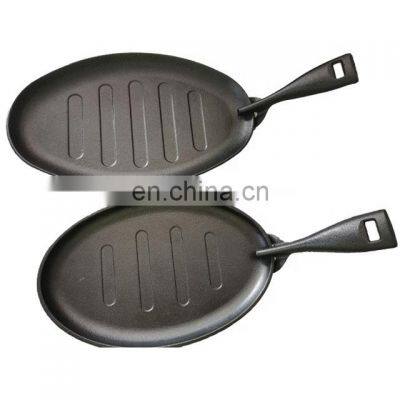 Teppanyaki cast iron steak frying pan baking pan
