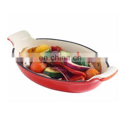 Top quality Cast Iron Enamel fish pan fish dish dinnerware frying pan