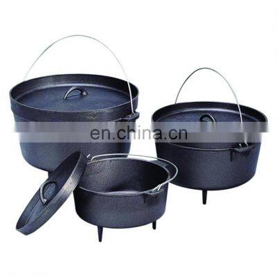 9 QT Dutch Oven Cast Iron Pot Outdoor Camp Cooking Camping Campfire Cookware