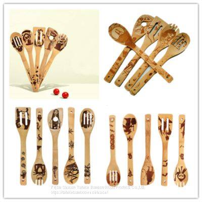 Bamboo cooking utensil set burned cooking spoon set Halloween kitchen cook tools Christmas gift