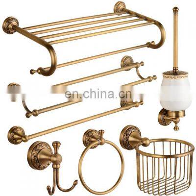 European Antique Bathroom Accessories Solid Copper Retro Bathroom Hardware Set For Bathroom Decoration