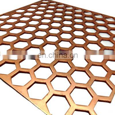 Golden Color Coated Metal Panel Decorative Perforated Mesh